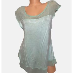 BKE Red mint colored wrapped capped sleeve w/gems size XS